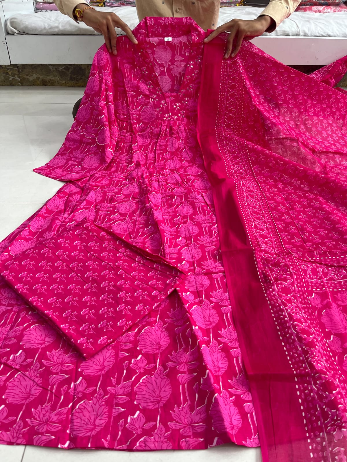 Akshar Designer Hand Work Cotton Printed Kurti With Bottom Dupatta Wholesalers In Delhi
